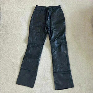 NAVARRE LEATHER Fully Lined Black Genuine Leather high rise vintage Pants